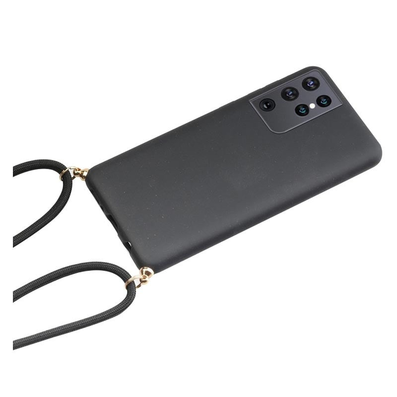Galaxy S24 Ultra Crossbody TPU Hoesje met Koord Zwart