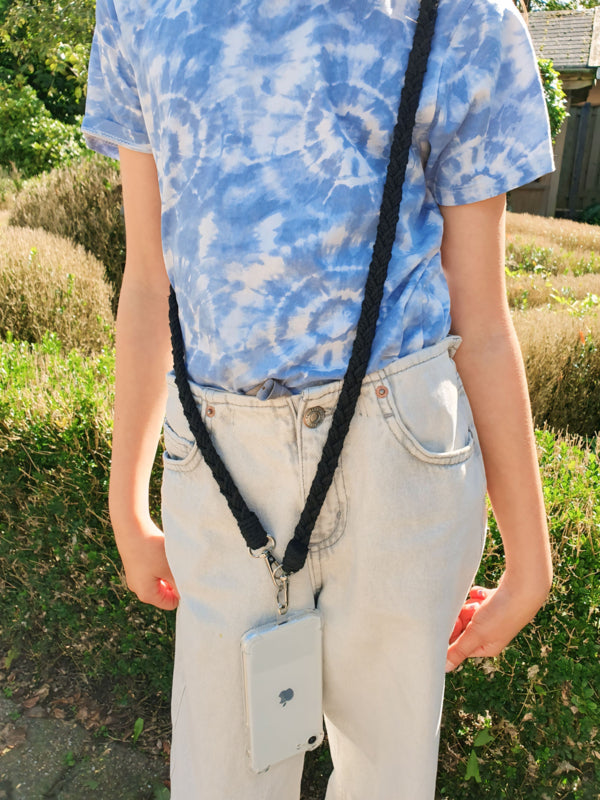 Universeel Zwart Telefoonkoord Gevlochten Stof