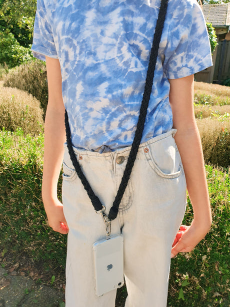 Universeel Zwart Telefoonkoord Gevlochten Stof