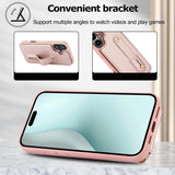 iPhone 16 Plus Hoesje met Pasjeshouder en Draagkoord Rosé Goud