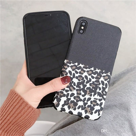 iPhone 6 Plus / 6S+ Soft TPU Hoesje Half Luipaard Print Structuur