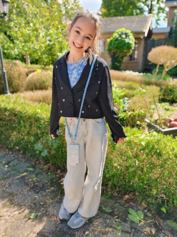 Universeel Lichtblauw Telefoonkoord Gevlochten Stof