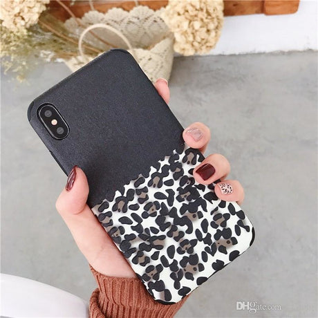 iPhone 6 Plus / 6S+ Soft TPU Hoesje Half Luipaard Print Structuur