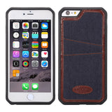 iPhone 6 Plus / 6S+ Denim Jeans Back Cover Hoesje Met Pasjesvakjes