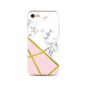 iPhone 6 / 6S Geometrisch TPU Hoesje Marmer Wit / Roze / Goud