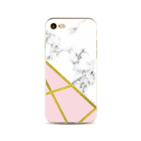 iPhone 6 / 6S Geometrisch TPU Hoesje Marmer Wit / Roze / Goud
