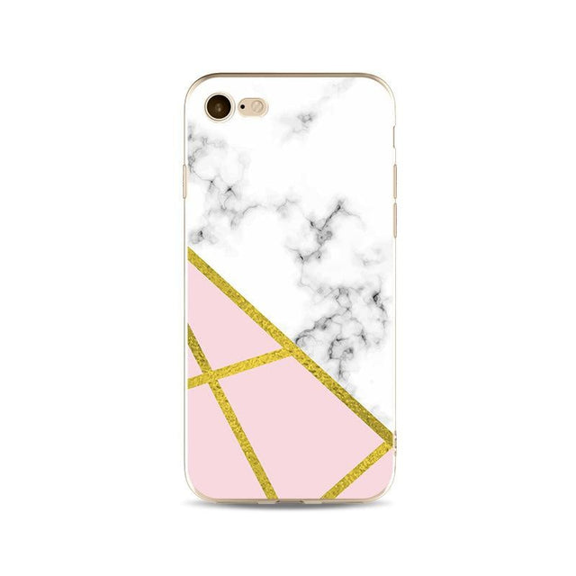 iPhone 6 / 6S Geometrisch TPU Hoesje Marmer Wit / Roze / Goud