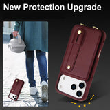 iPhone 17 Pro Hoesje met Pasjeshouder en Draagkoord Bordeaux Rood