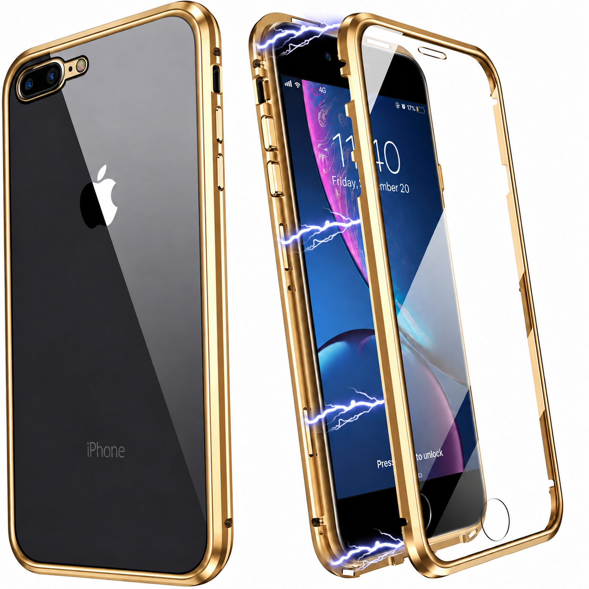 iPhone 7 Plus / 8 Plus 360° Magnetisch Hoesje Dubbelzijdig Glas
